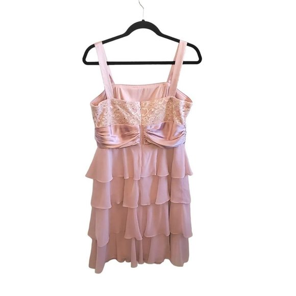 R & M Richards Sz 14 Pink Mother Of Bride Formal Tiered Dress Set Lace Jacket - Picture 5 of 11